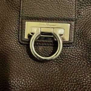 Salvatore Ferragamo grained calfskin Hobo Bag in Grenache Brown.